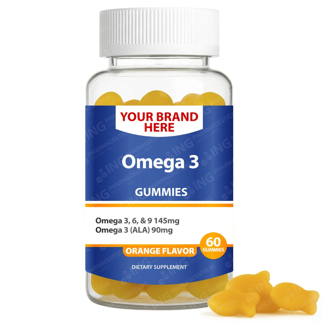 Omega-3 Orange Flavor - (Plant-Based) Gummies Private Label (PECTIN) | Flaxseed Oil Gummies | Private Label Gummy Manufacturer | LOW MOQ FORMULA