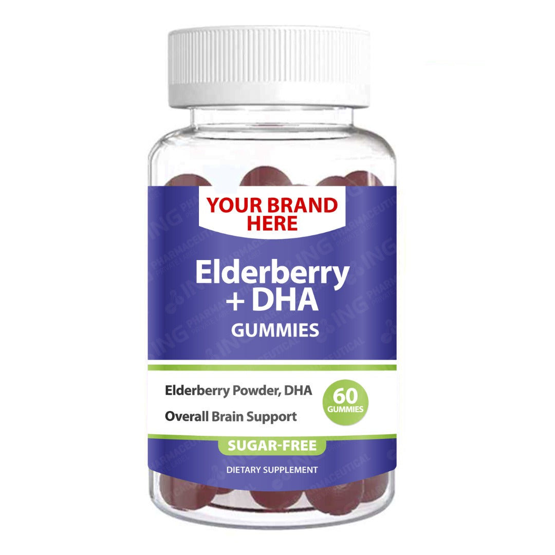 Elderberry + DHA Gummies Private Label (PECTIN) | Elderberry + Docosahexaenoic Acid (DHA) | Private Label Gummy Manufacturer
