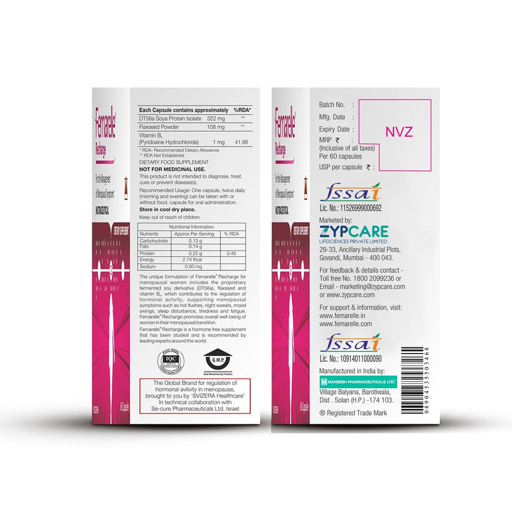 Femarelle® Recharge Menopause Supplements | 50-59+ Women | Menopause Symptoms Support for Hot Flashes, Hormone Balance, Mood Swings | 8 Million+ Customers, Global Brand