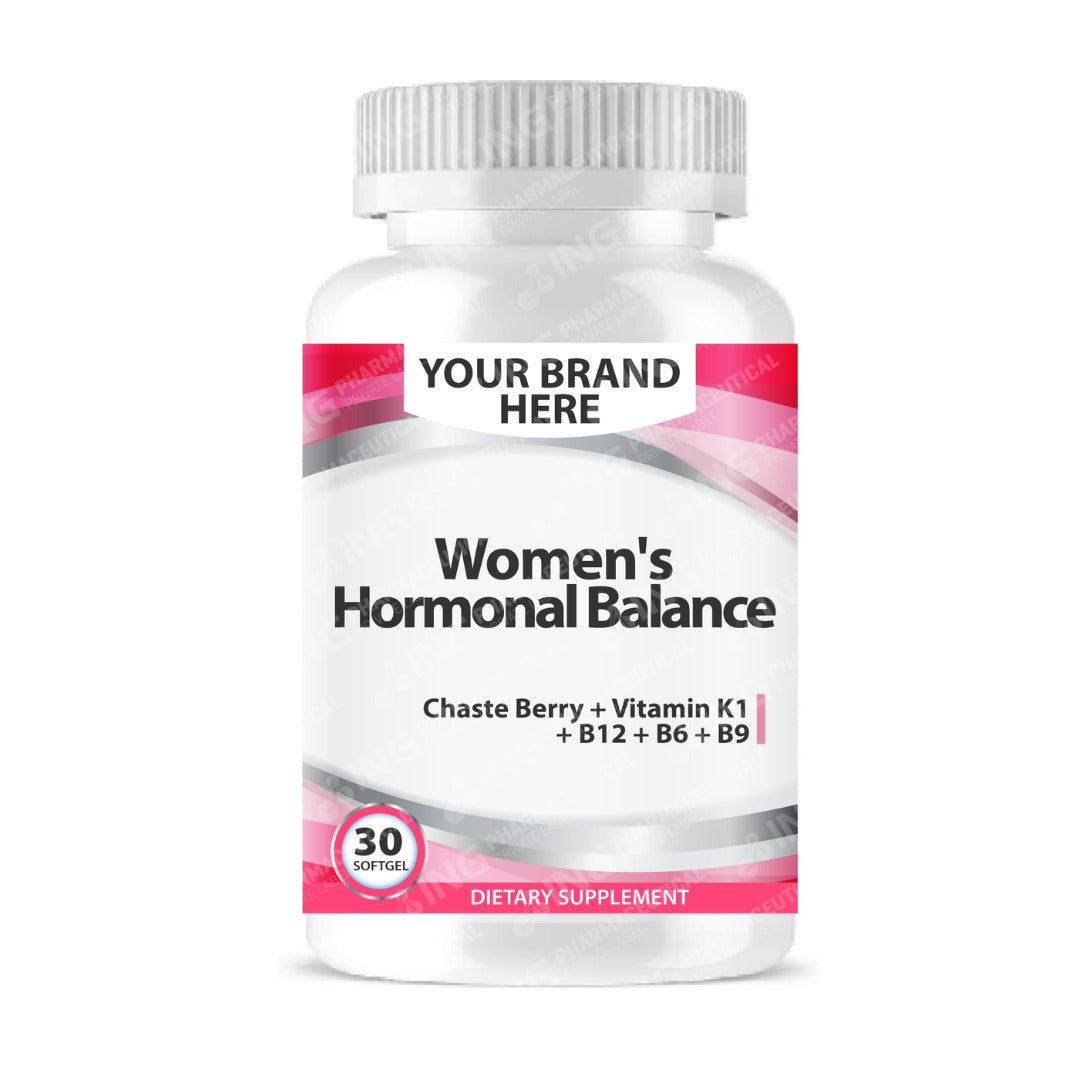 Women's Hormonal Balance Softgels White Label | Chaste Berry + Vitamin K1 + B12 + B6 + B9 - Private Label Softgels Manufacturer