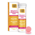 Vitamin C + Hyaluronic Acid Effervescent Tablets Private Label | Hyaluronic Acid 40mg + Vitamin C 8mg - Blood Orange Flavor | Private Label Fizzy Tablets Manufacturer