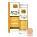 Vitamin C + Vitamin D + Zinc Effervescent Tablets Private Label | Vitamin C 1,000mg + Vitamin D3 400IU + Zinc 10mg - Orange Flavor | Private Label Fizzy Tablets Manufacturer