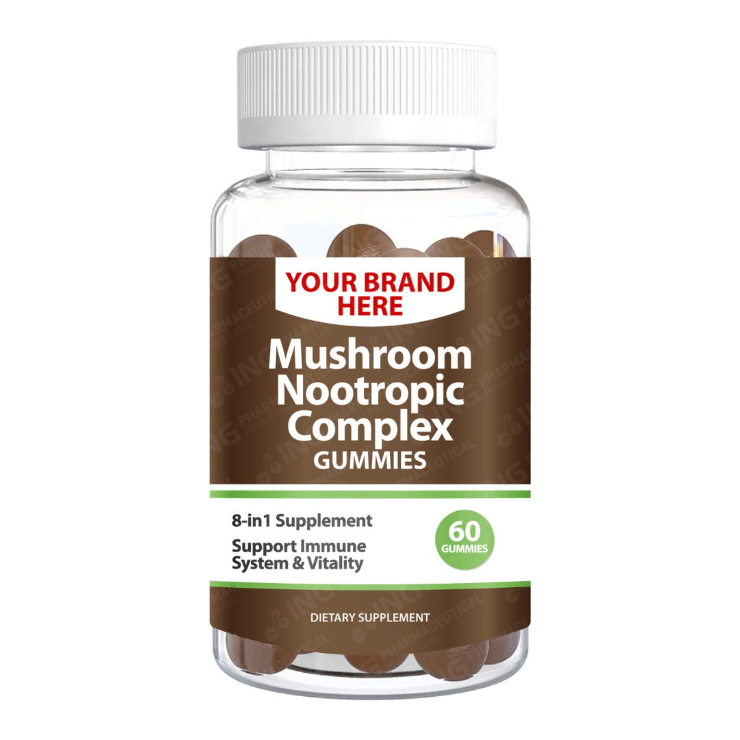 Mushroom Nootropic Complex Gummies Private Label (PECTIN) | Kombucha + Potent Mushroom Blend | Private Label Gummy Manufacturer