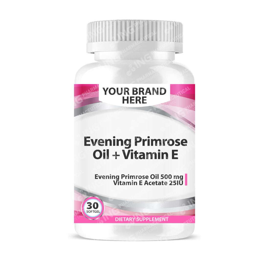 Evening Primrose Oil + Vitamin E Softgels White Label | EPO + Vitamin E for Hormonal Health - Private Label Softgels Manufacturer