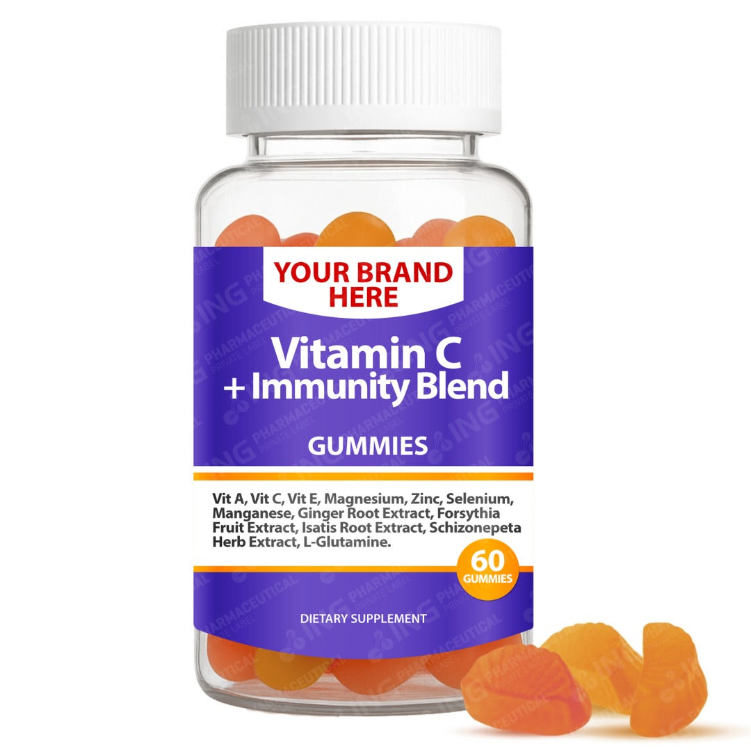 Vitamin C + Immunity Blend Gummies Private Label (PECTIN) | Immunity Support Gummies | Private Label Gummy Manufacturer | LOW MOQ FORMULA