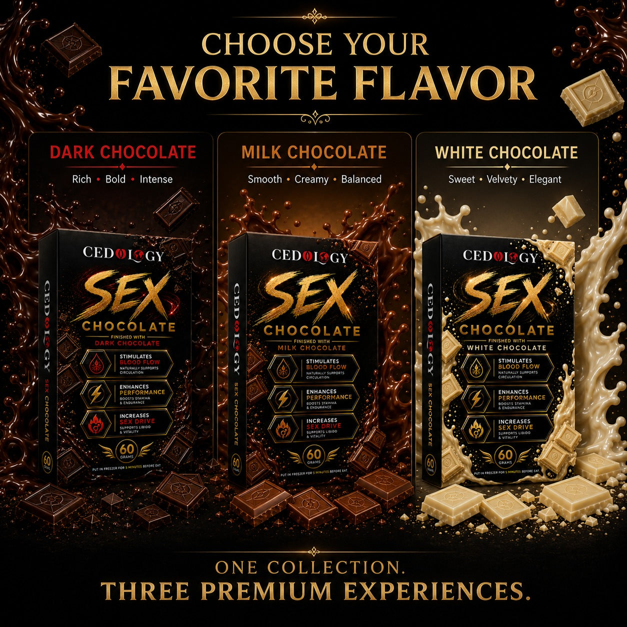 Chocolate Combo - Premium Dark, Milk and White Chocolate (60 Grams Each)