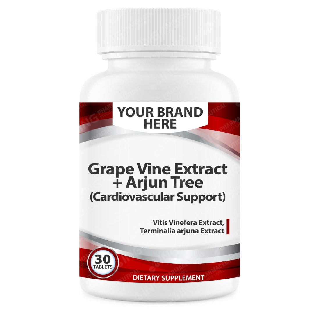 Ayurvedic Cardiovascular Support Tablets White Label | Grape Vine Extract + Arjun Tree - Private Label Supplement Manufacturer