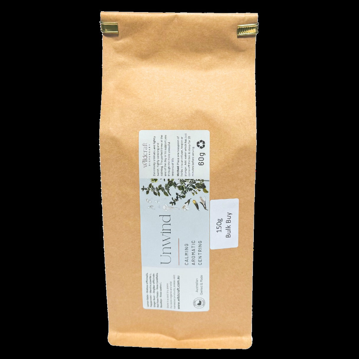 UNWIND TEA - Peppermint, Lemon balm, Ginger, Rosehips, Rose Petals
