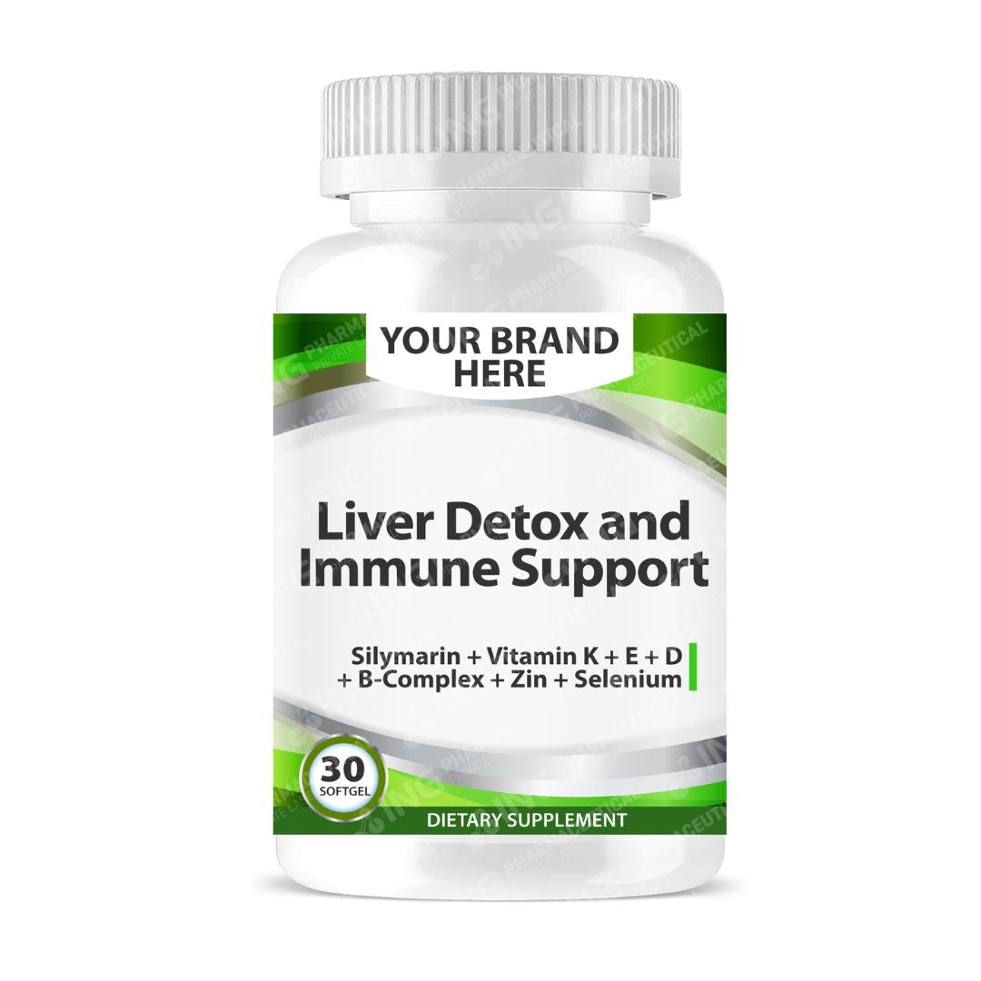 Liver Detox & Immune Support Softgels White Label | Silymarin (Milk Thistle Seeds) + Vitamin K + E + D + B-Complex + Zinc + Selenium - Private Label Softgels Manufacturer