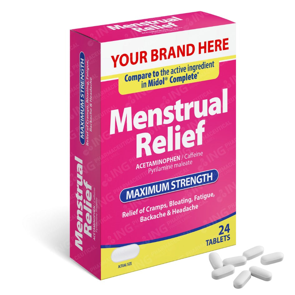 MENSTRUAL RELIEF - Complete Multi-Symptom Relief - Compare to Midol® Complete® - OTC Own Brand Private Label