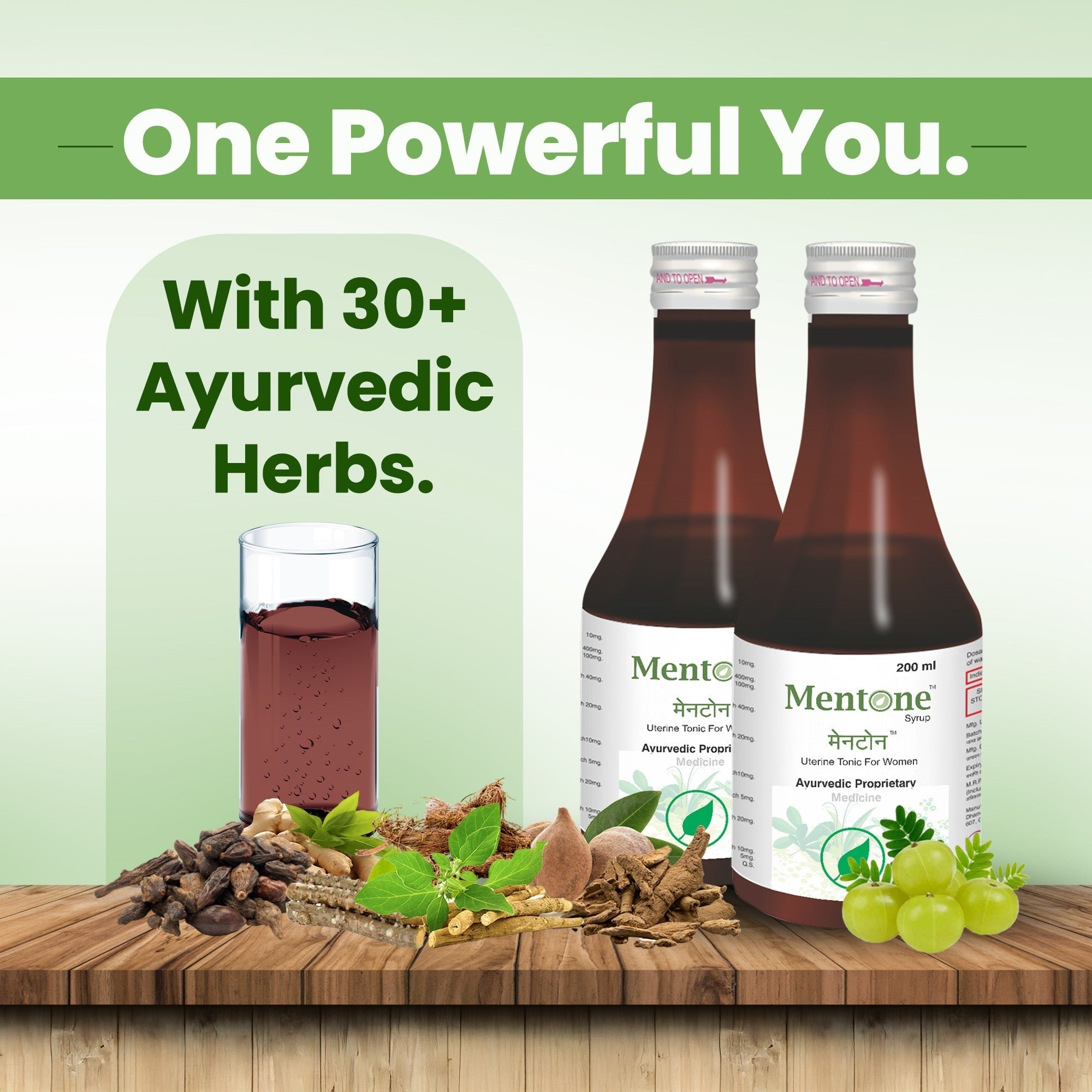 MentoneTM Women Ayurvedic Syrup | Supports Irregular Periods, PCOS, Period Pain Relief, Hormone Balance, Energy and Digestion | 30+ Herbs, Ashwagandha, Shatavari, Jamun | Pack of 2 * 200 ml