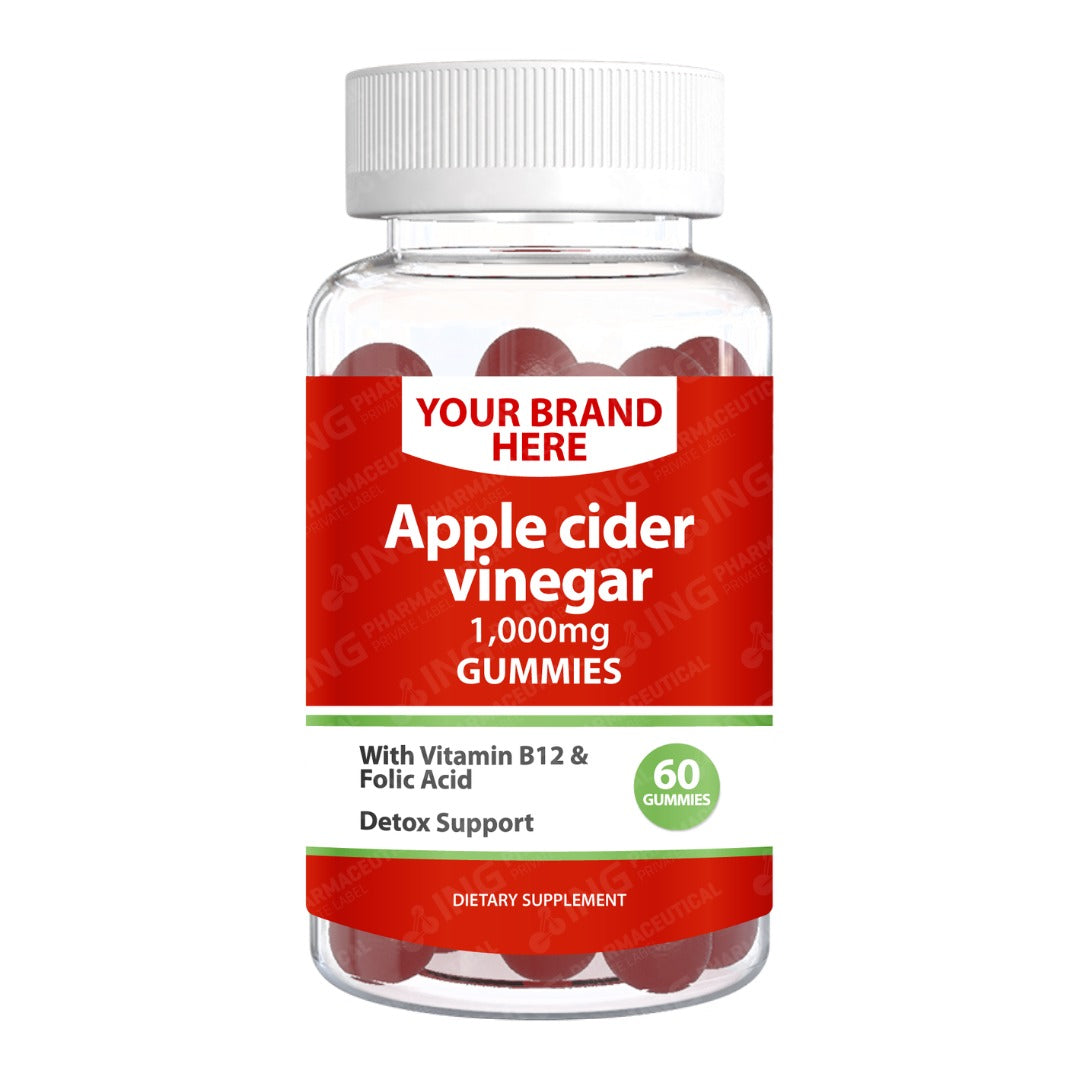 Apple Cider Vinegar Gummies Private Label (PECTIN) | ACV + Vitamin B12 + Folic Acid | Private Label Gummy Manufacturer