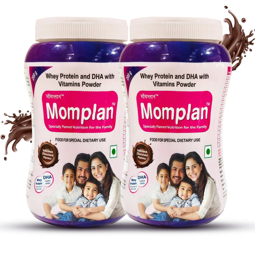 Momplan Family Whey Protein Nutrition Powder | Kids, Adults, Senior Citizen | with Calcium, DHA, Vit.C/D/B9/B12, Iron