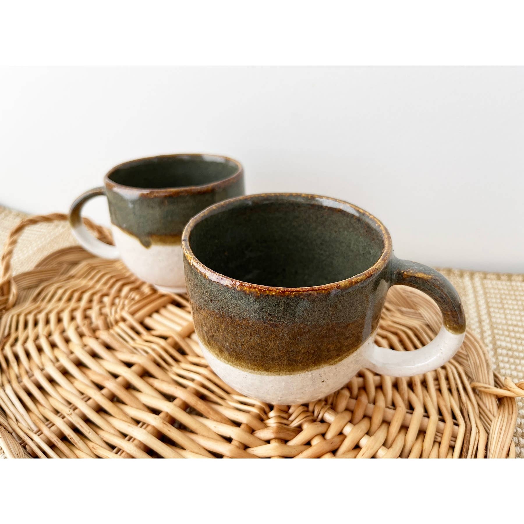 Eli.C Studio Sage Green White Handmade Ceramic Mug