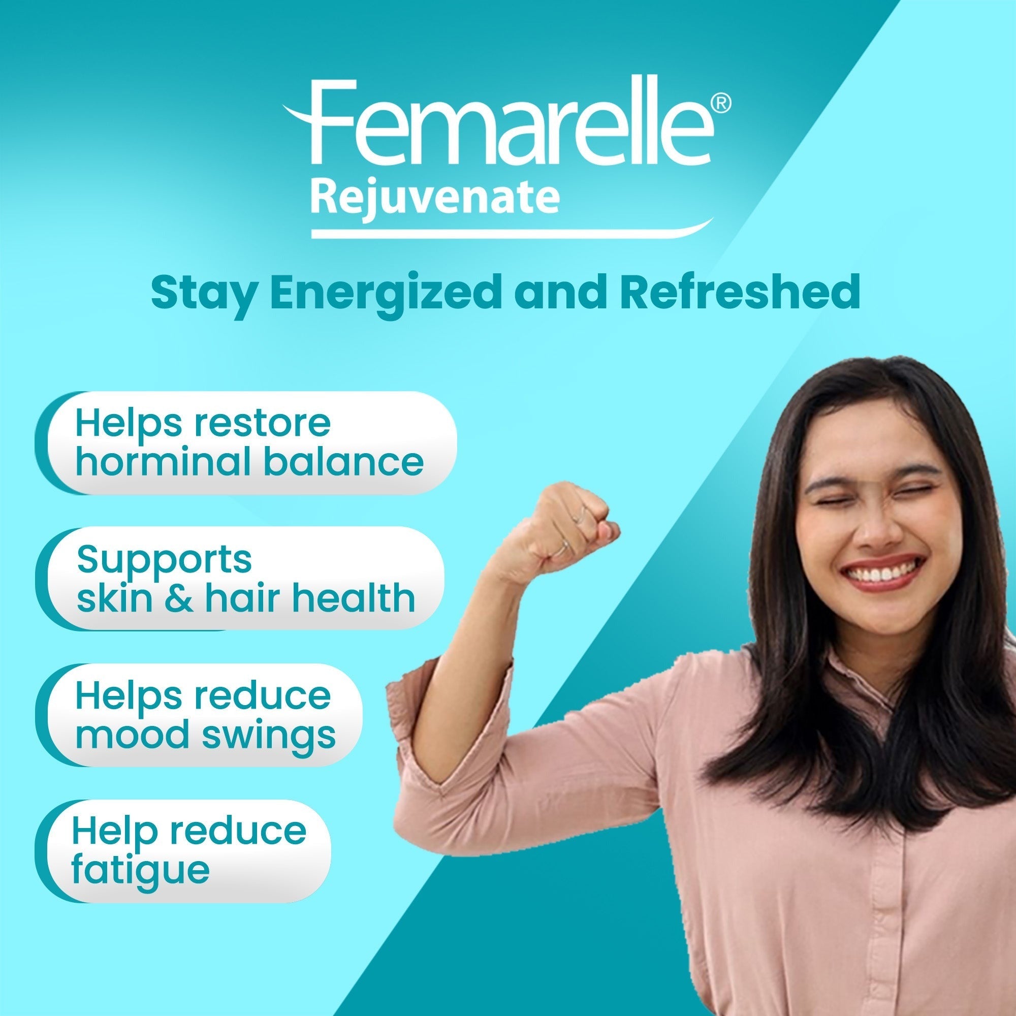 Femarelle® Rejuvenate Perimenopause Supplements | Skin Health, Hair Loss, Energy, Mood Swings | 8 Million+ Customers, Global Brand