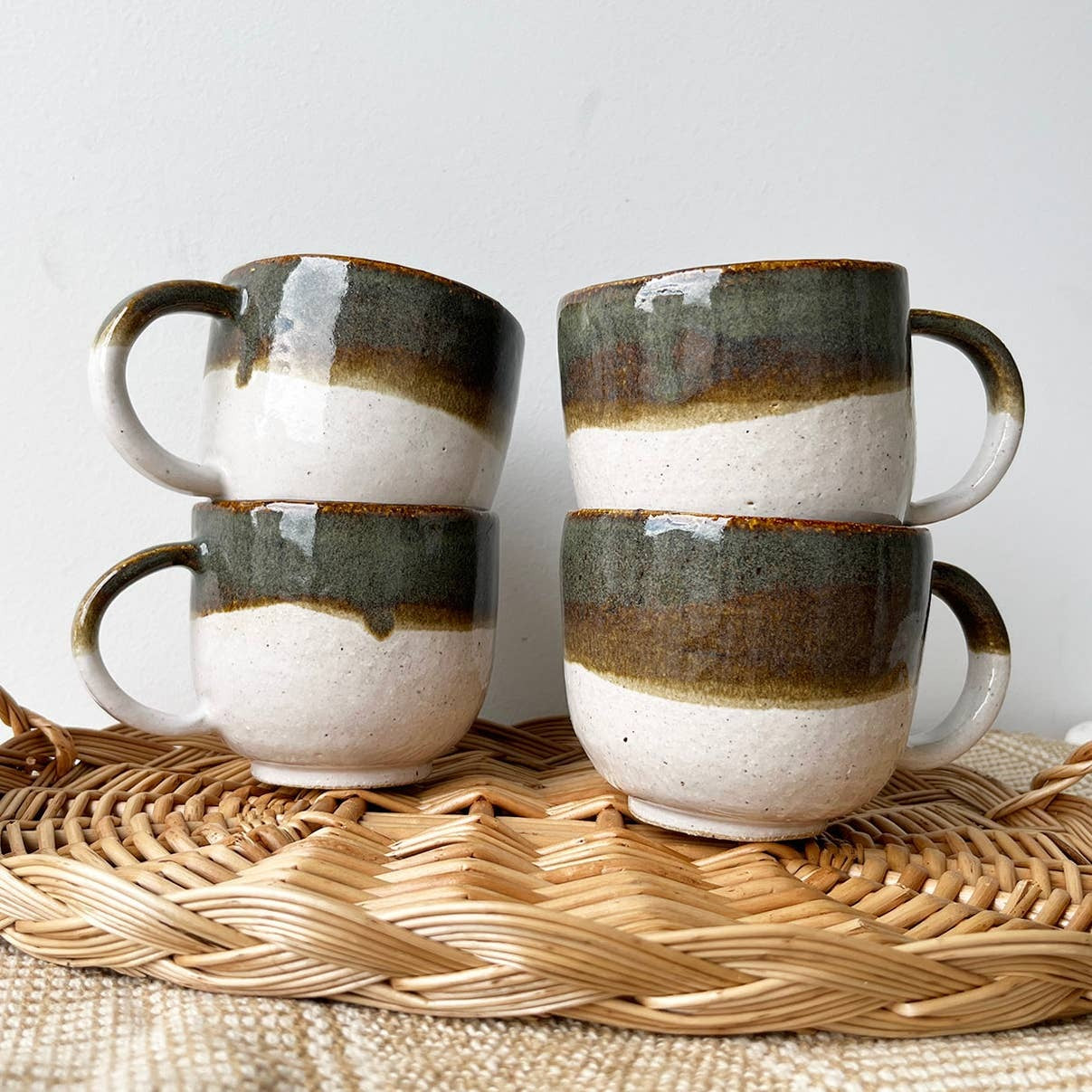 Eli.C Studio Sage Green White Handmade Ceramic Mug