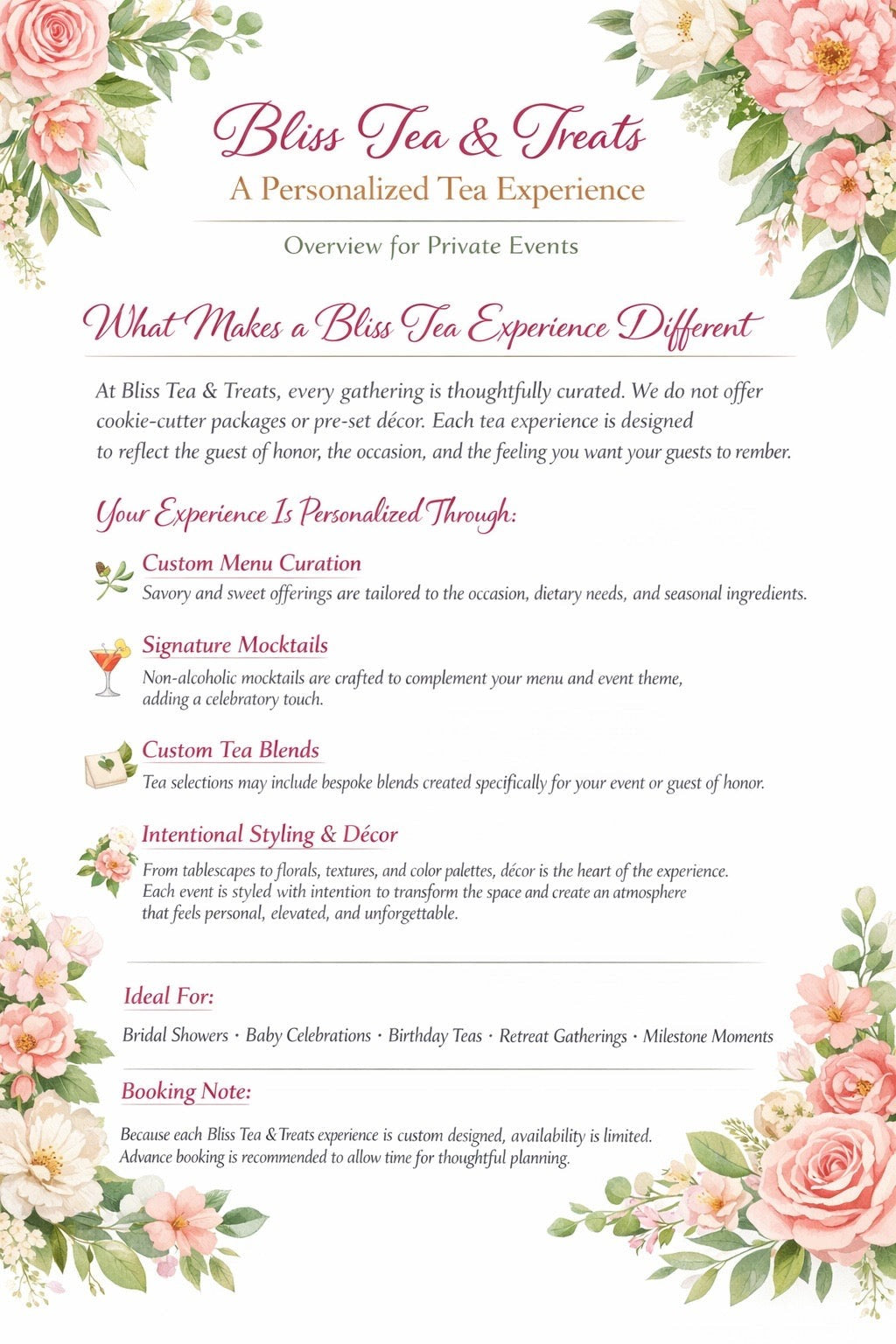 Private Events at Bliss