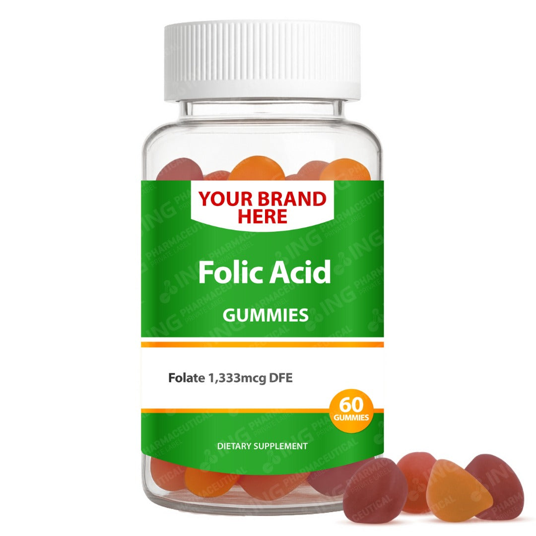Folic Acid Gummies Private Label (PECTIN) | Vitamin B9 Gummies | Private Label Gummy Manufacturer | LOW MOQ FORMULA