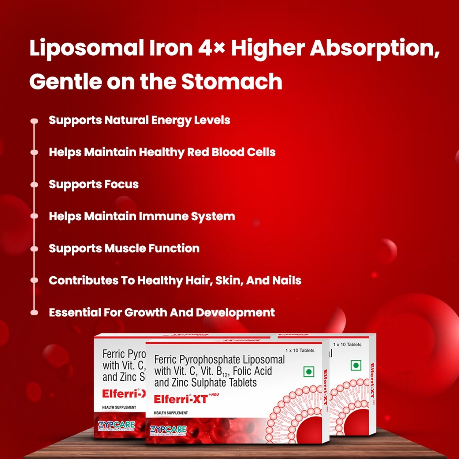 Elferri® Liposomal Iron Supplement Tablet & Syrup | Vitamin C, B9, B12, Zinc | 4x Absorption & Stomach-Friendly | Women, Men and Teenagers