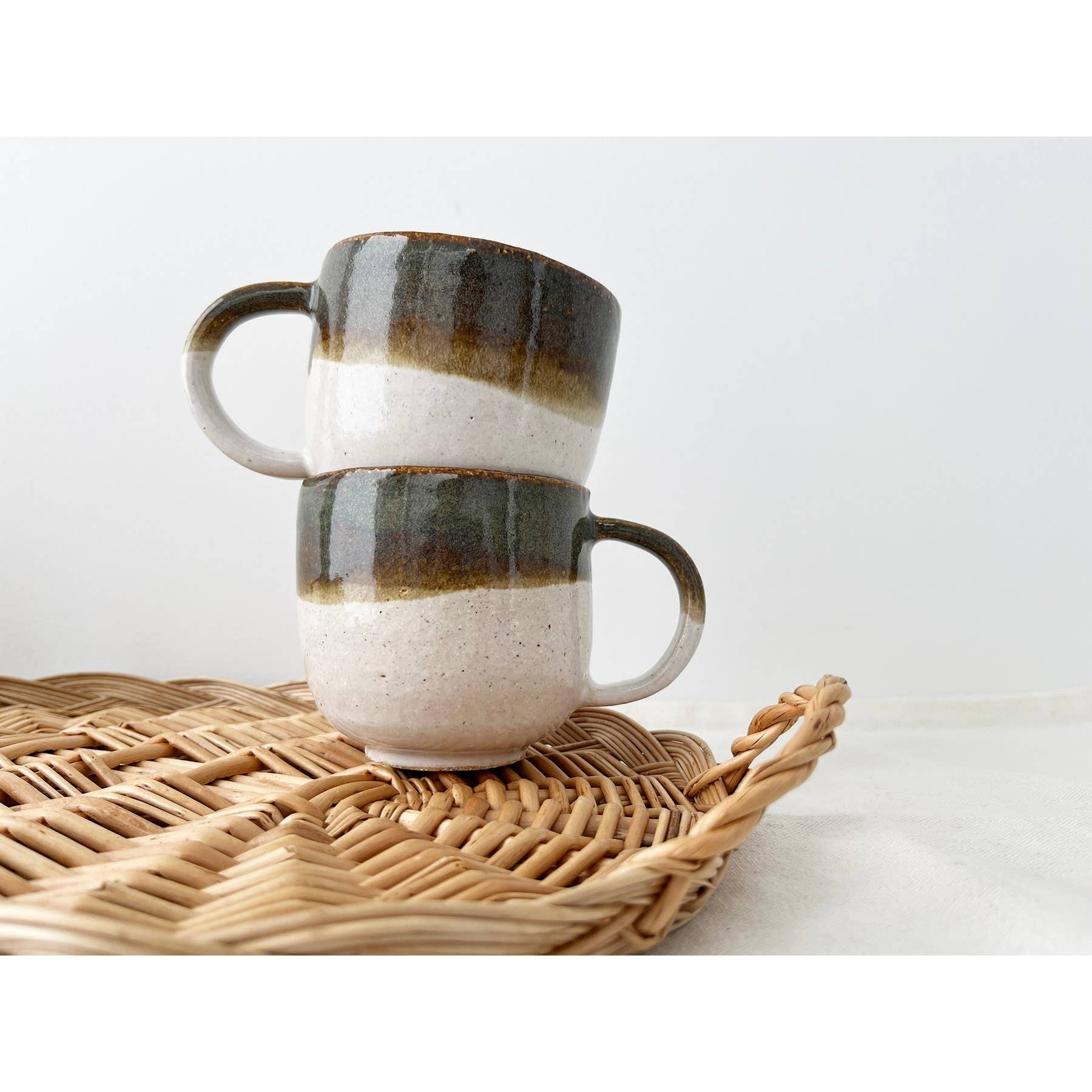 Eli.C Studio Sage Green White Handmade Ceramic Mug