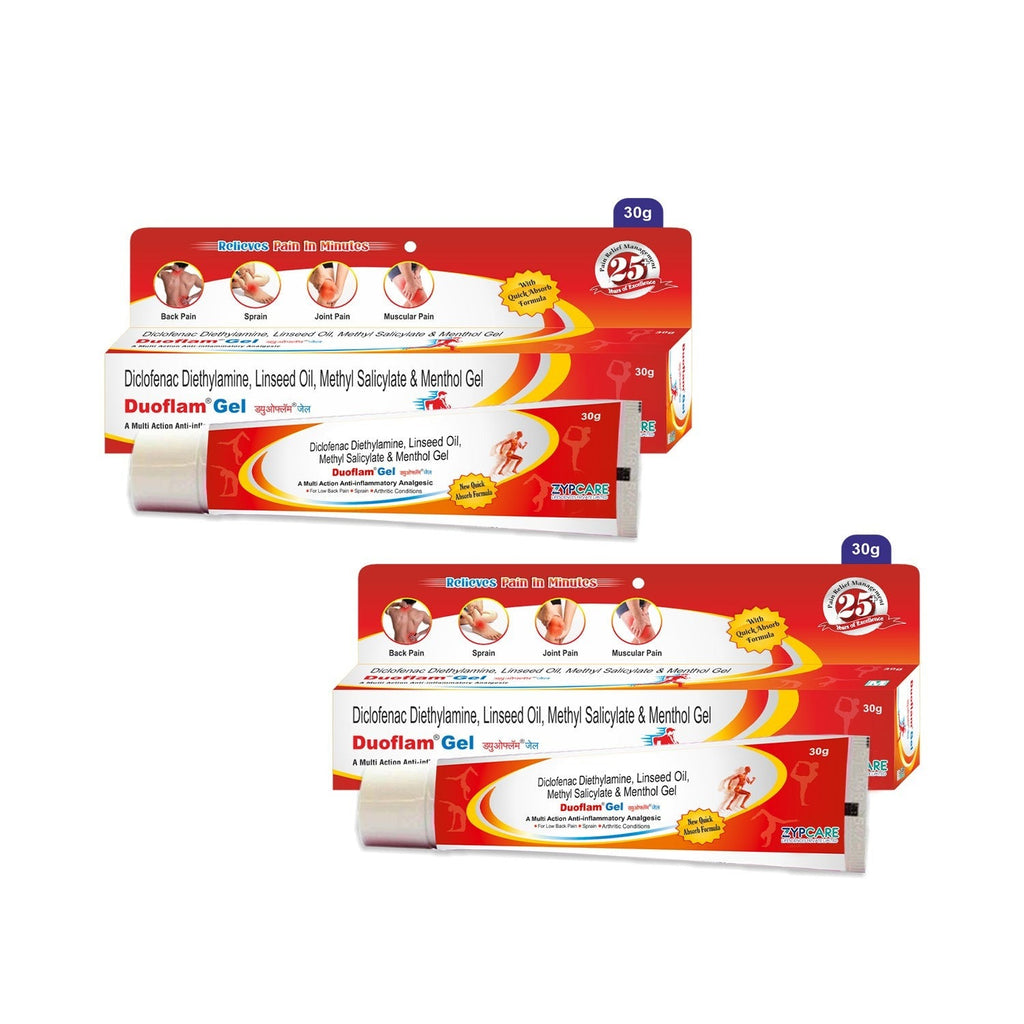 Duoflam Fast-Acting Topical Targeted Pain Relief Gel Cream | Muscle and Joint Pain in Knees, Hips, Ankles, Shoulders & Back | 30g * Pack of 2