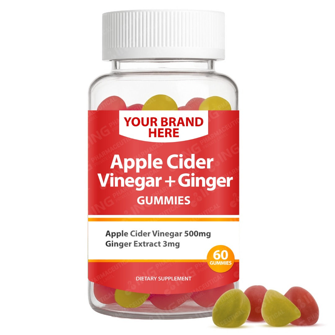 Apple Cider Vinegar + Ginger Gummies Private Label (PECTIN) | ACV + Ginger | Private Label Gummy Manufacturer | LOW MOQ FORMULA