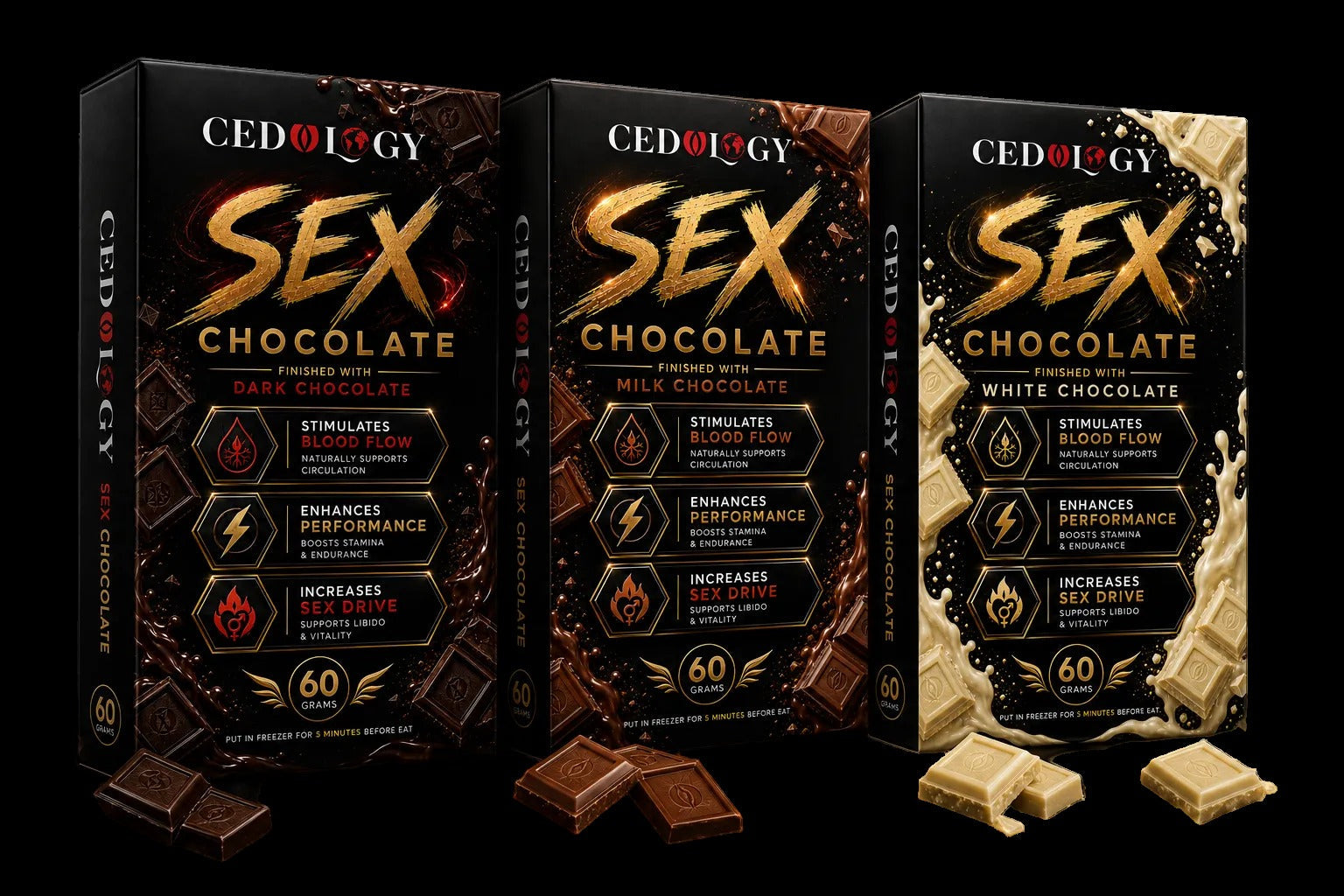 Chocolate Combo - Premium Dark, Milk and White Chocolate (60 Grams Each)