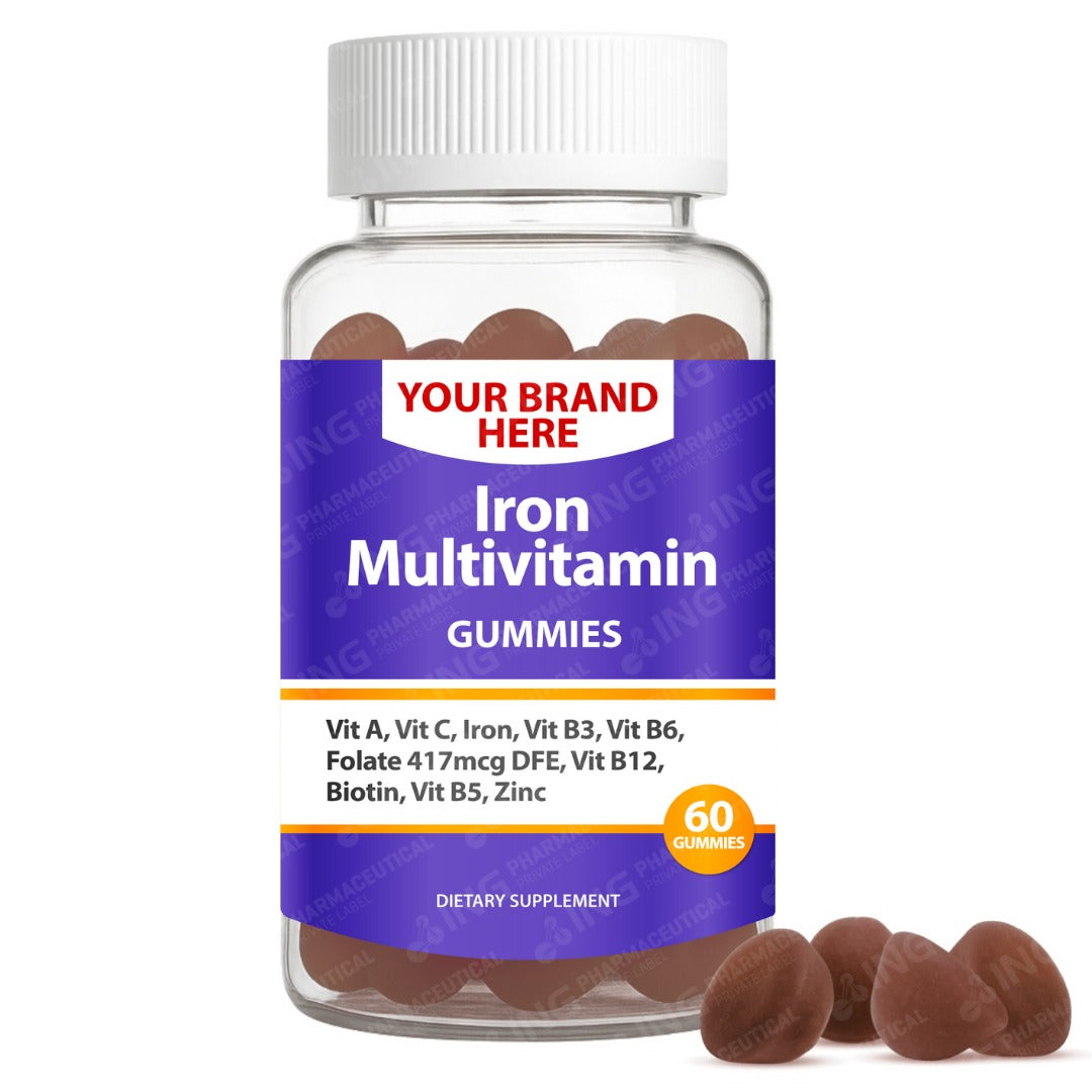 Iron Multivitamin Gummies Private Label (PECTIN) | Overall Support Gummies | Private Label Gummy Manufacturer | LOW MOQ FORMULA