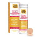 Marine Collagen + Glutathione + Vitamin C Effervescent Tablets Private Label | Collagen (Marine) + Glutathione + Vitamin C - Peach or Orange Flavor - Hair, Skin & Nails Support | Private Label Fizzy Tablets Manufacturer