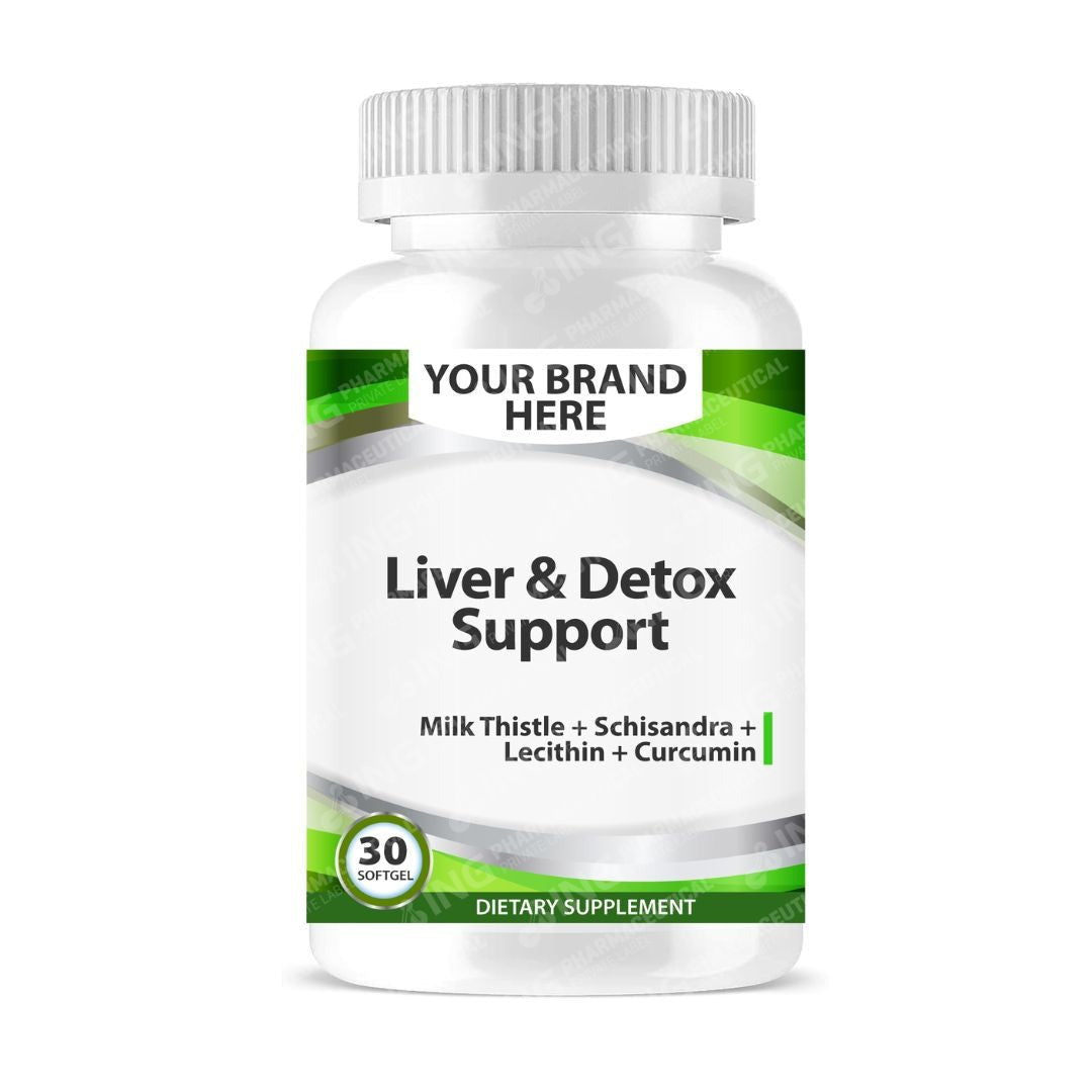 Liver & Detox Support Softgels White Label | Silymarin Milk Thistle + Schisandra + Lecithin + Curcumin - Private Label Softgels Manufacturer