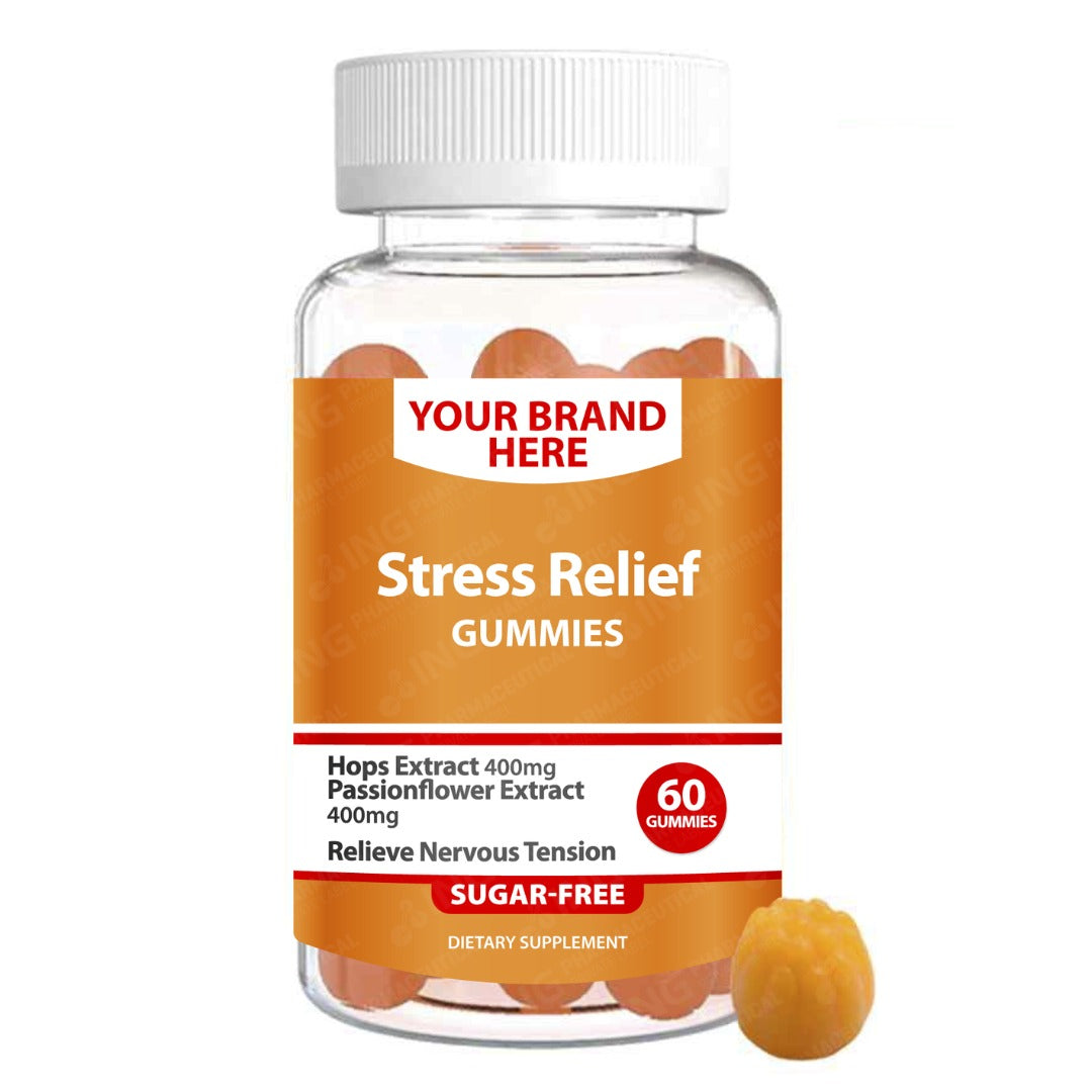 Stress Support SUGAR-FREE Gummies Private Label (PECTIN) | Hops Extract + Passionflower Extract + Lemon Balm Leaf Extract + Magnesium | Private Label Gummy Manufacturer