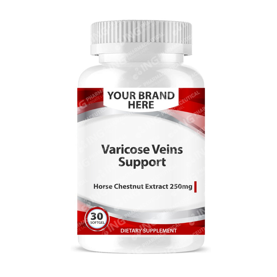 Healthy Veins & Circulation Support Softgels White Label | Horse Chestnut Extract 250mg - Private Label Softgels Manufacturer