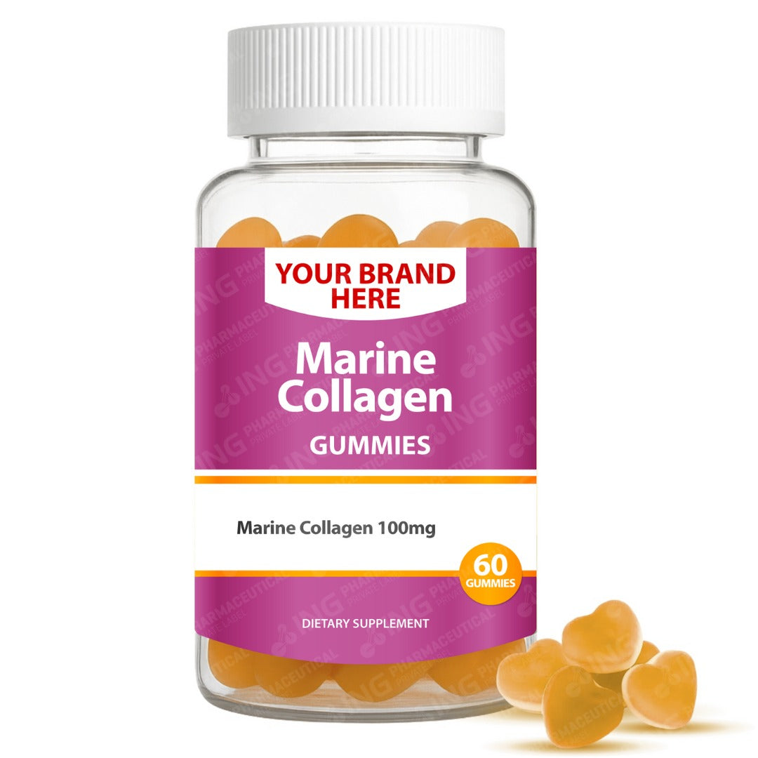 Marine Collagen Gummies Private Label (PECTIN) | Marine Collagen (From fish) 100mg | Private Label Gummy Manufacturer | LOW MOQ FORMULA