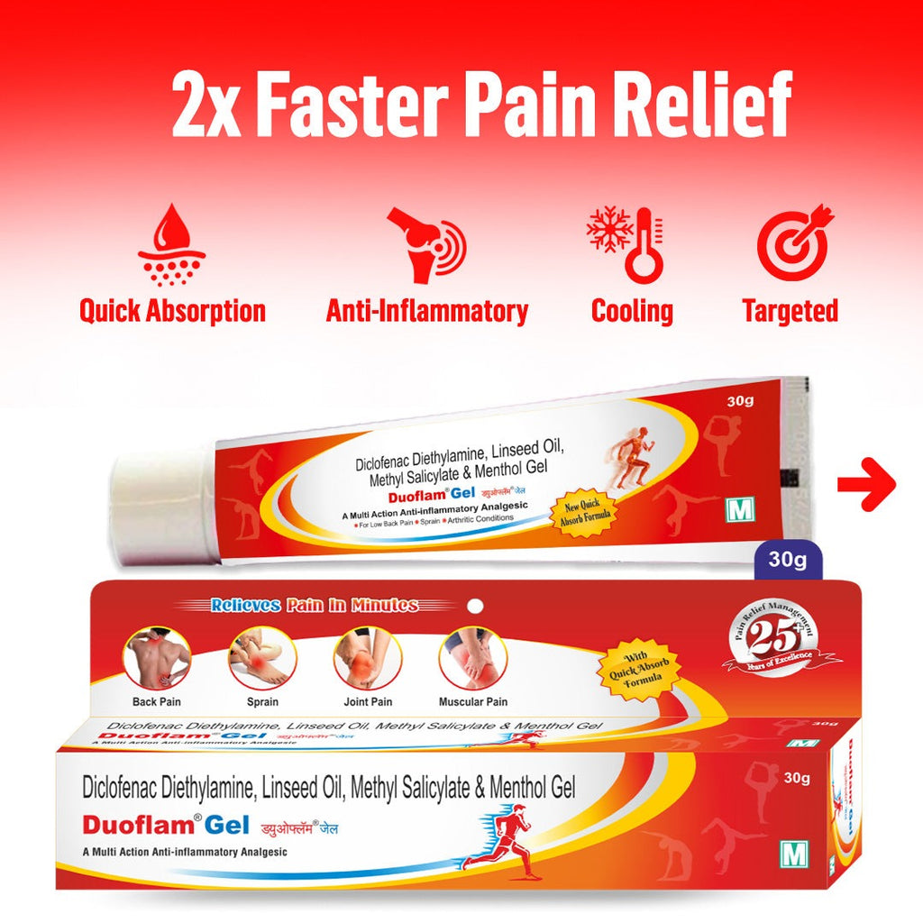 Duoflam Fast-Acting Targeted Topical Pain Relief Gel Cream | Arthritis, Muscle & Joint Pain, Inflammation in Knees, Hips, Ankles, Shoulders & Back | 30g * Pack of 2