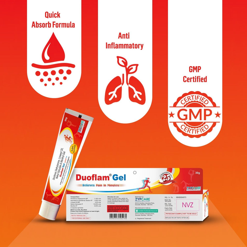 Duoflam Fast-Acting Targeted Topical Pain Relief Gel Cream | Arthritis, Muscle & Joint Pain, Inflammation in Knees, Hips, Ankles, Shoulders & Back | 30g * Pack of 2
