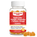 Apple Cider Vinegar + Probiotics + Tumeric + Ginger Gummies Private Label (PECTIN) | ACV + Curcuma + Zingiber + Bacillus Coagulans | Private Label Gummy Manufacturer | LOW MOQ FORMULA