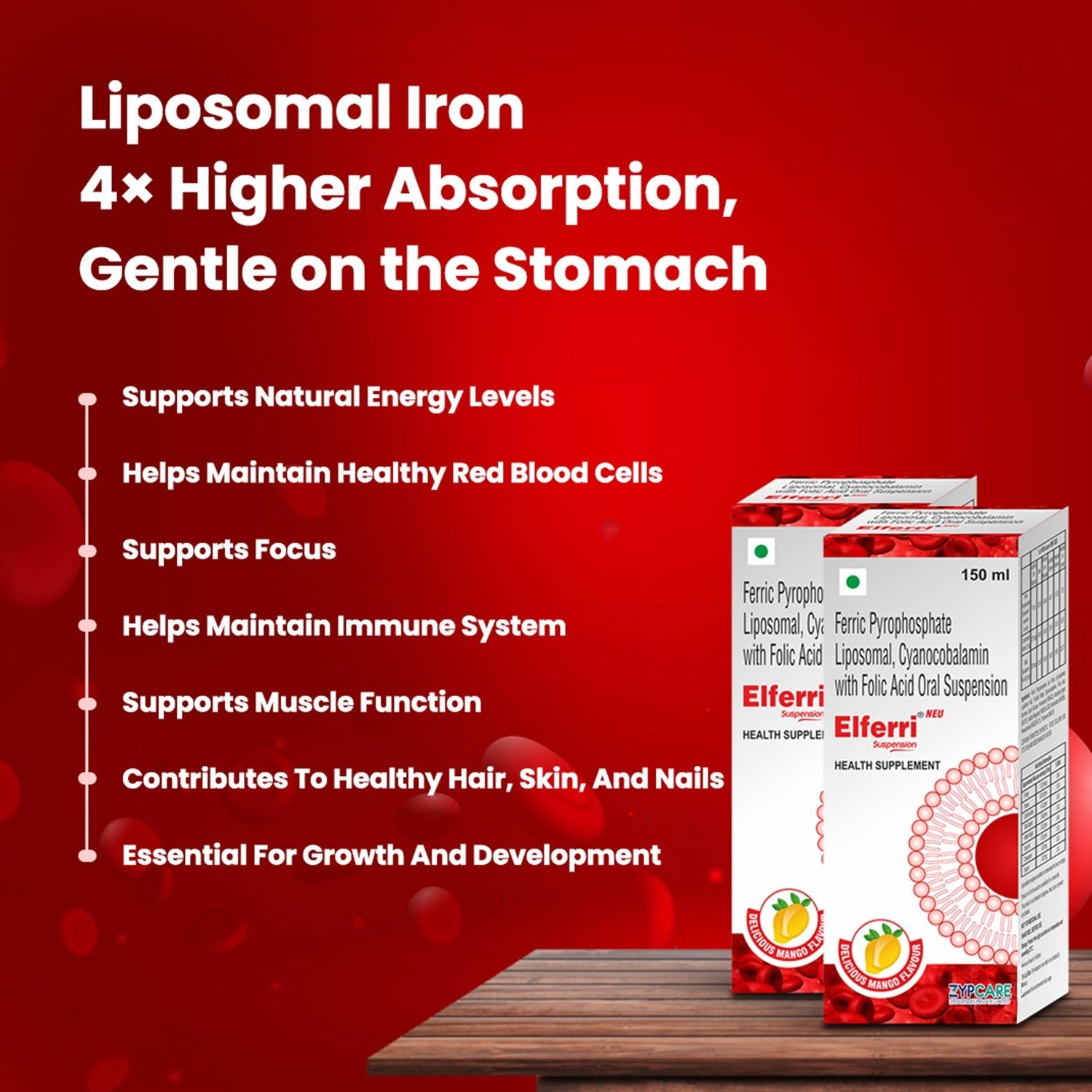 Elferri® Liposomal Iron Tablet & Syrup Supplement | Vitamin C, B9, B12, Zinc | 4x Absorption & Stomach-Friendly | Women, Men and Teenagers