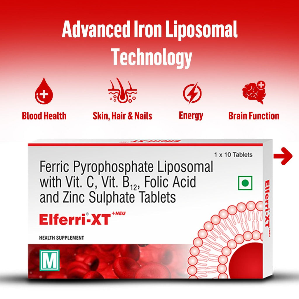 Elferri® Liposomal Iron Supplement Tablet & Syrup | Vitamin C, B9, B12, Zinc | 4x Absorption & Stomach-Friendly | Women, Men and Teenagers