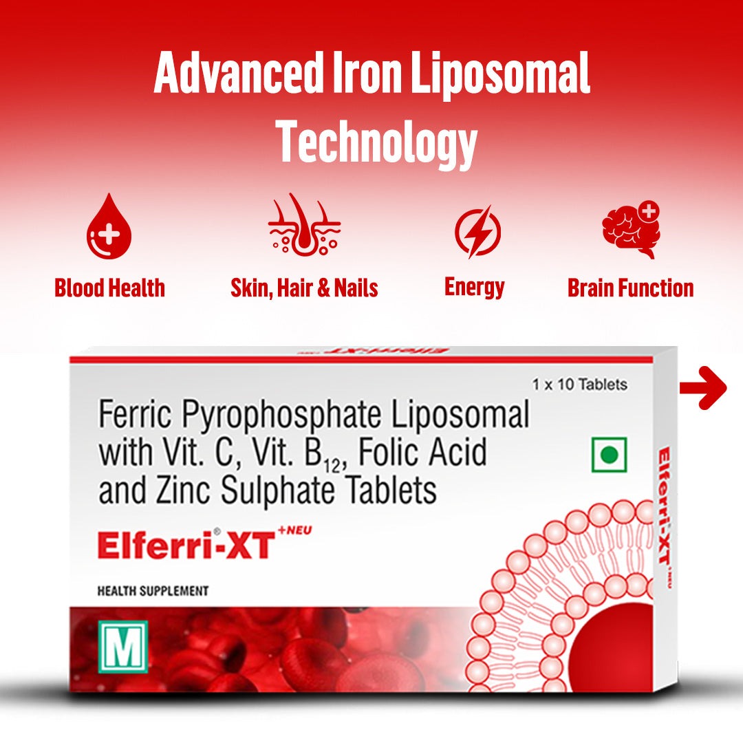 Elferri® Liposomal Iron Supplement Tablet & Syrup | Vitamin C, B9, B12, Zinc | 4x Absorption & Stomach-Friendly | Women, Men and Teenagers