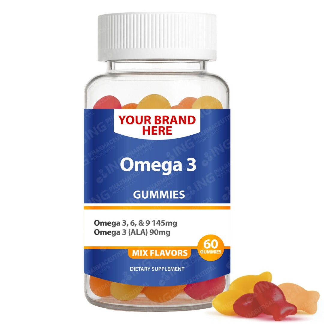 Omega-3 Mixed Flavors - (Plant-Based) Gummies Private Label (PECTIN) | Flaxseed Oil Gummies | Private Label Gummy Manufacturer | LOW MOQ FORMULA