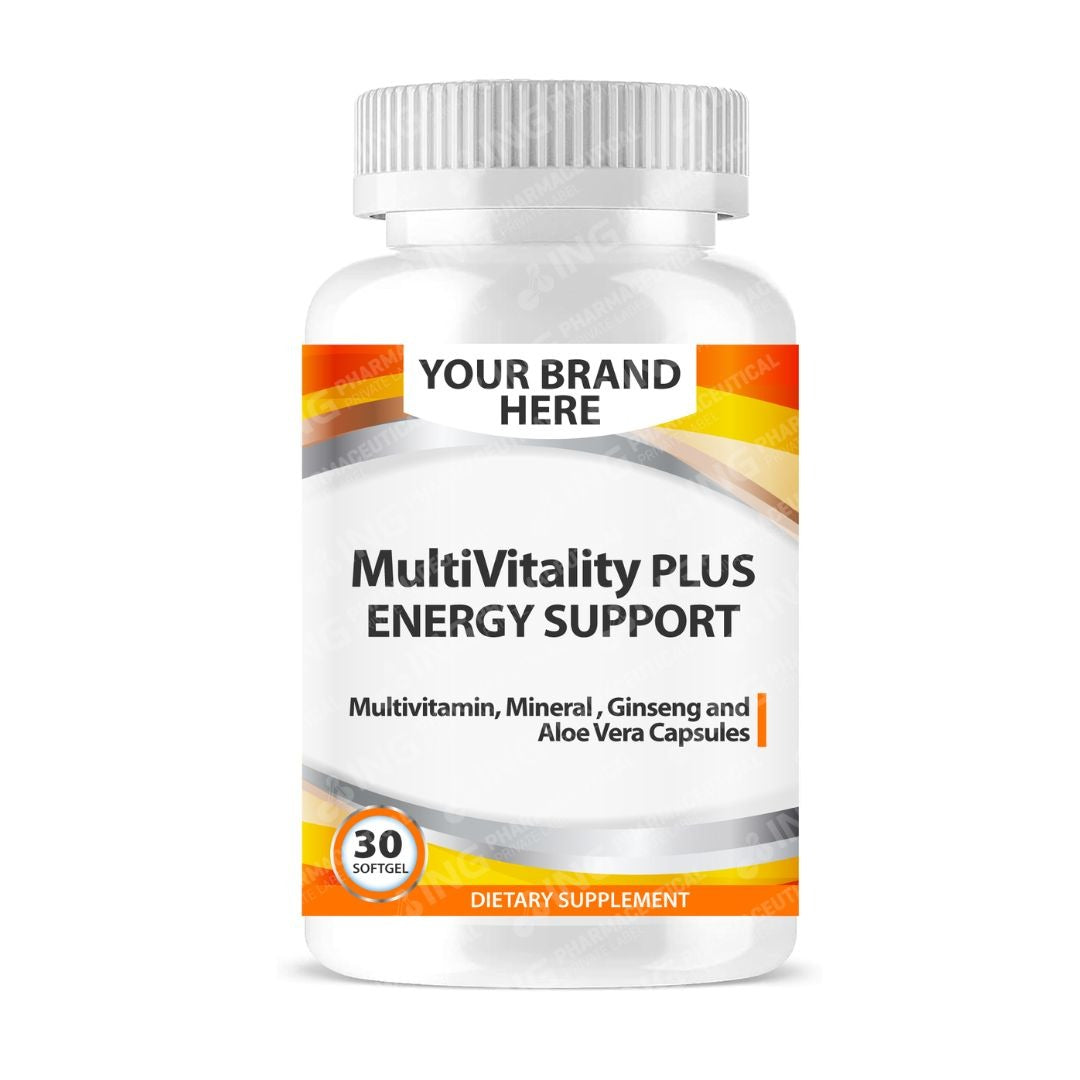 MultiVitality PLUS - Energy Support Softgels White Label | Multivitamin + Mineral + Ginseng + Aloe Vera Private Label Softgels Manufacturer