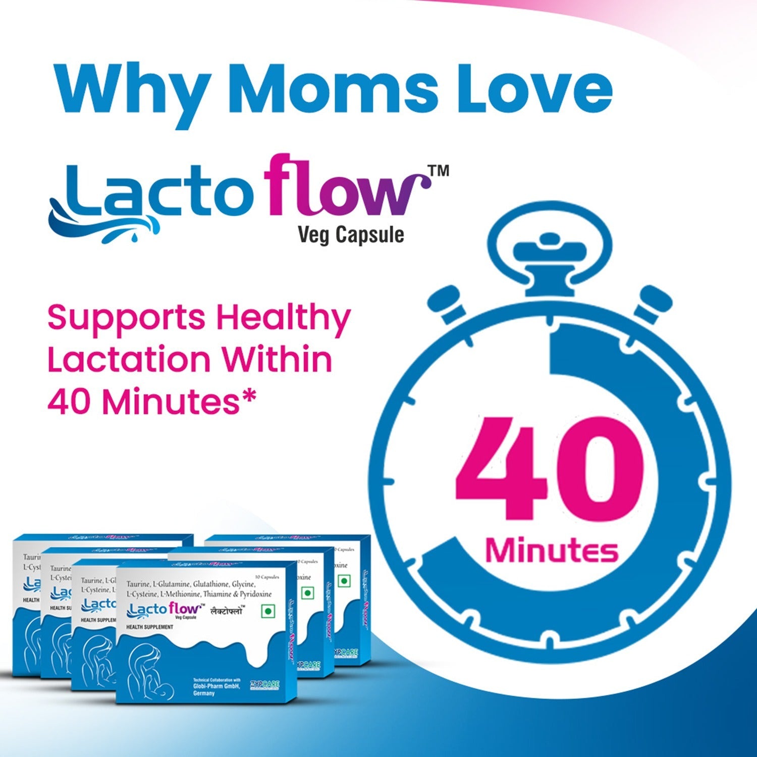 LactoflowTM Lactation Supplement for Breast Milk Sufficiency in 40 Minutes | Boost Milk Supply, Recovery & Energy Levels | Amino Acids & Essential B Vitamins - 60 Capsules