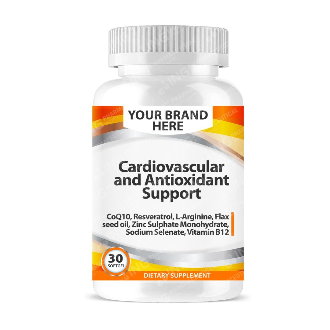 Cardiovascular and Antioxidant Support Softgels White Label | CoQ10, Resveratrol, Flax Seed Oil, L-Arginine Private Label Softgels Manufacturer