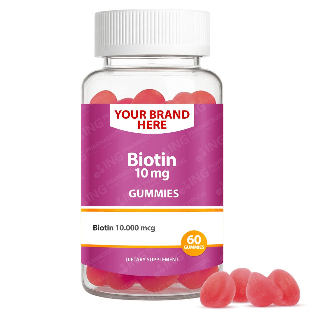 Biotin 10mg Gummies Private Label (PECTIN) | D-Biotin 10,000mcg | Private Label Gummy Manufacturer | LOW MOQ FORMULA
