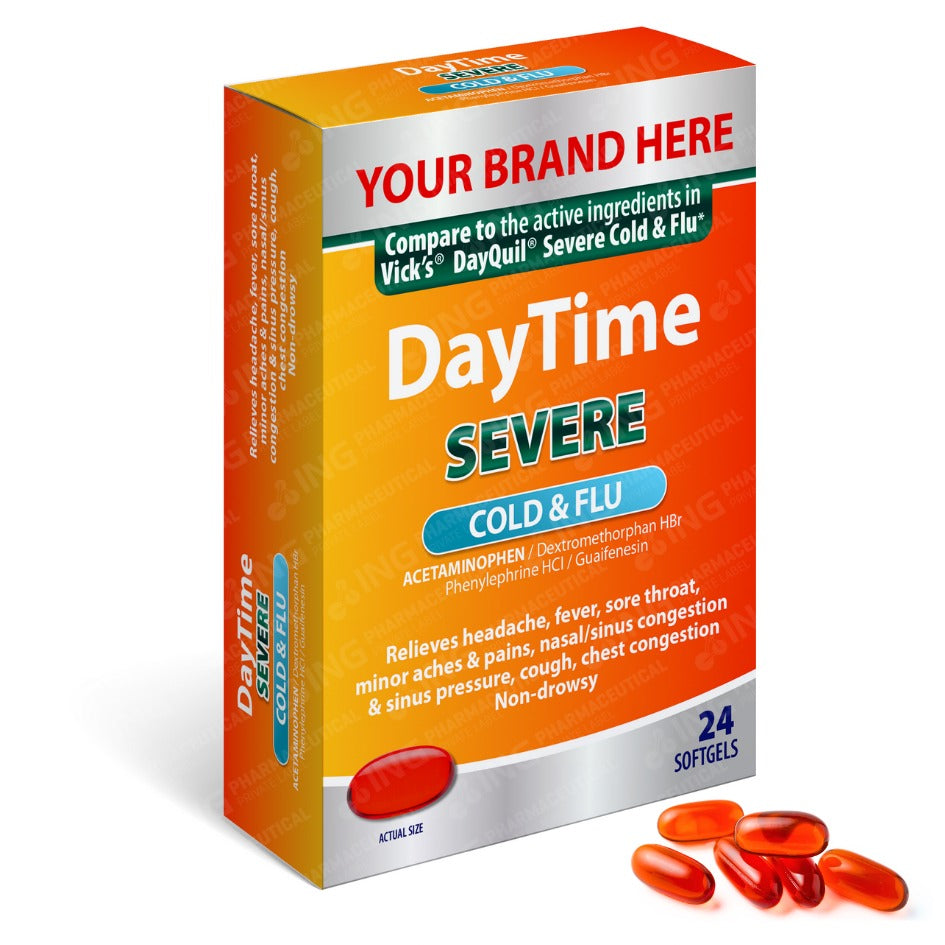 DAYTIME Severe - Compare to Vick's DayQuil® Cold & Flu LiquiCaps® - OTC Own Brand Private Label