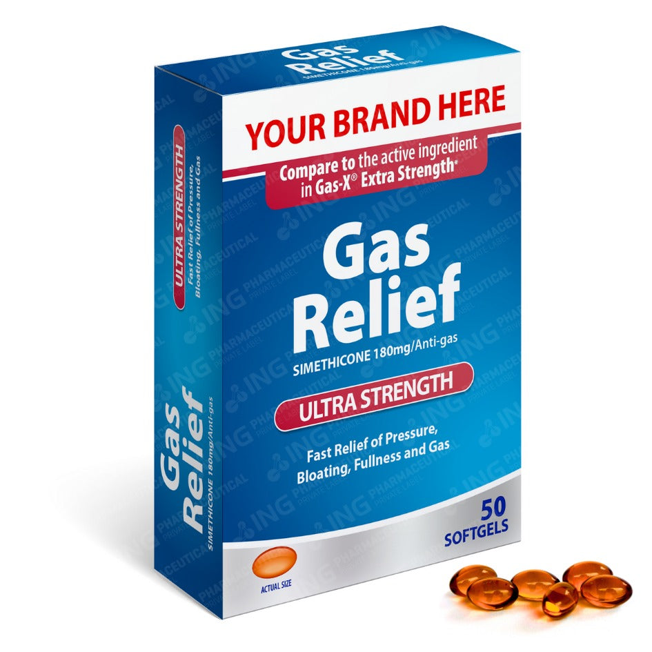 ANTI-GAS - Simethicone 180mg Softgel - Compare to GAS-X® Ultra Strength Gas Relief - OTC Own Brand Private Label
