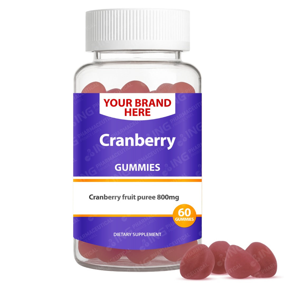 Cranberry Gummies Private Label (PECTIN) | Cranberry fruit extract 800mg | Private Label Gummy Manufacturer | LOW MOQ FORMULA