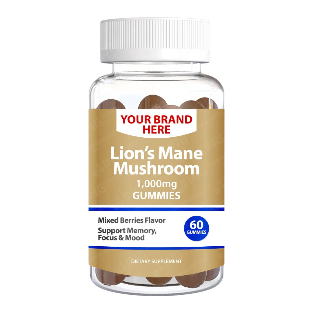Lion's Mane Mushroom Gummies Private Label (PECTIN) | Lion's Mane Nootropic | Private Label Gummy Manufacturer